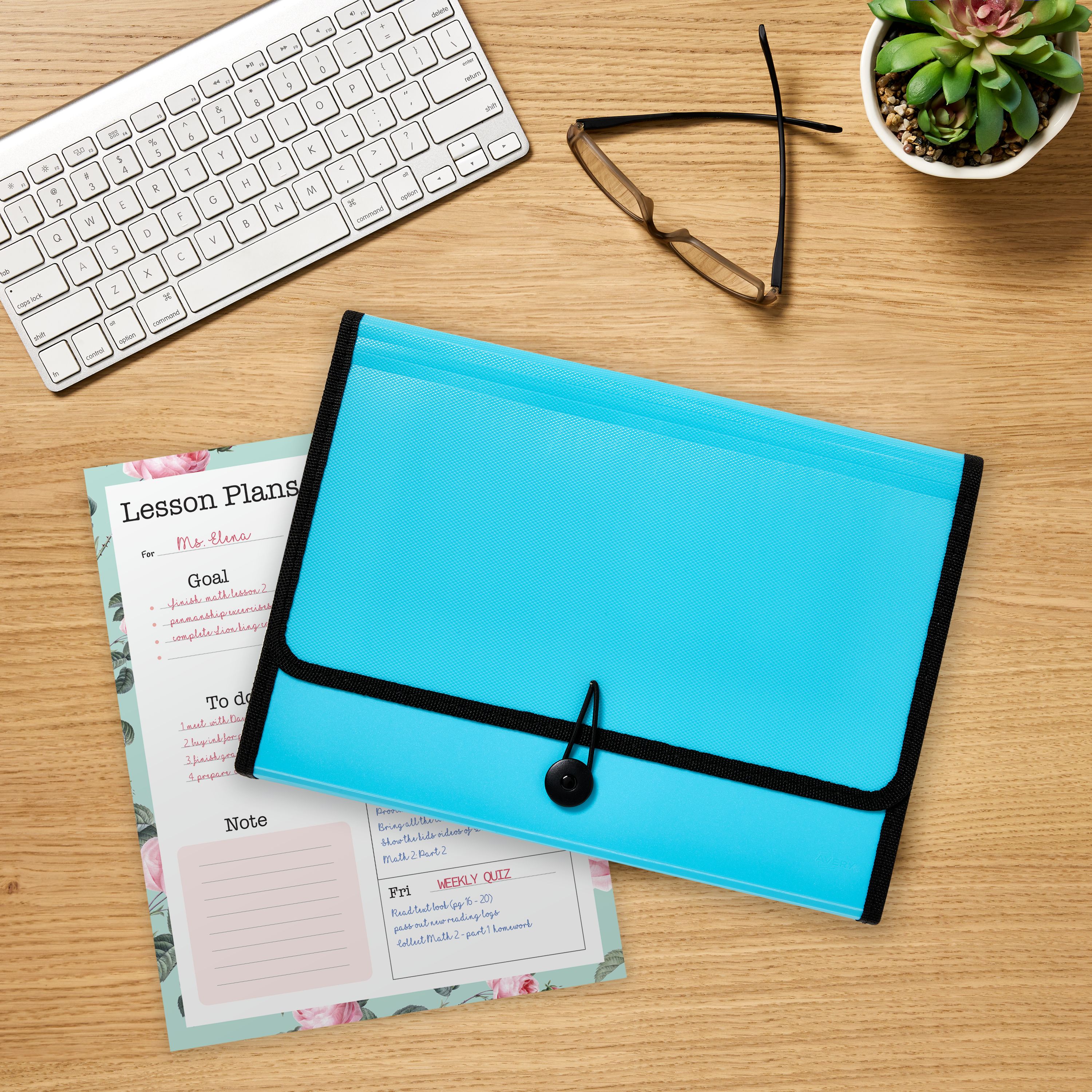 Expanding File Folder, 13-Pocket, Aqua 73554 | Avery